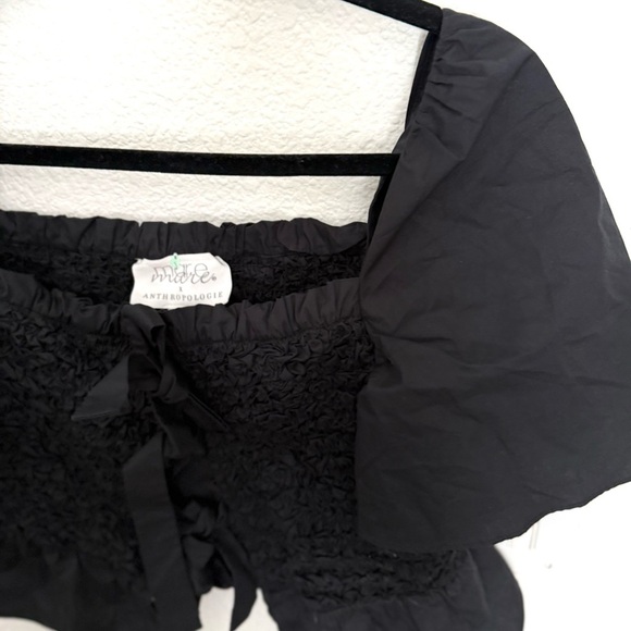 Mare Mare X Anthropologie Peplum Bow Front Smocked Cropped Top - Picture 4 of 5